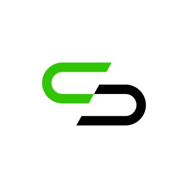 İç içe geçmiş yeşil ve siyah CS harfleriyle modern logo tasarımı. Soyut ve minimalist stil.