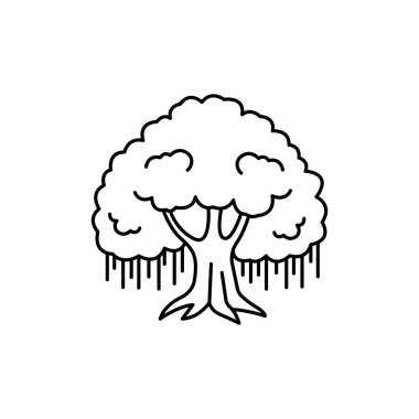 Ağlayan bir ağacın basit çizgisi çizimi.