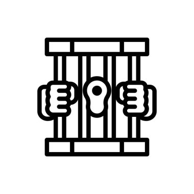 Parmaklıklar ardında elleri gösteren siyah beyaz simge.