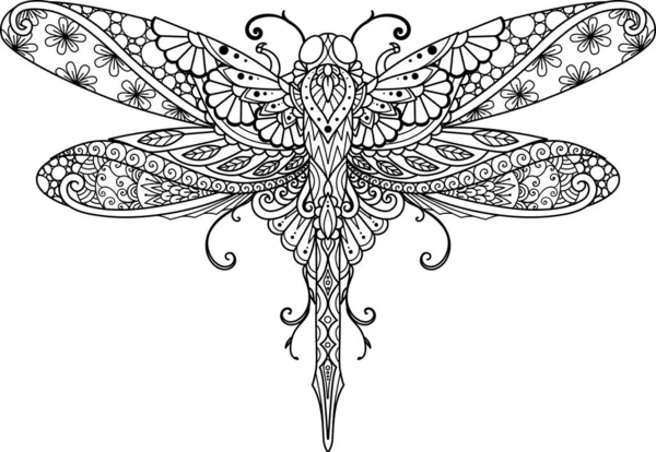 曼达拉蜻蜓 用于彩绘 印刷等 矢量说明 — 图库矢量图片