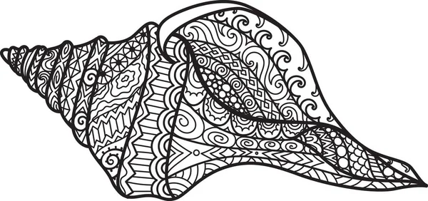 Cáscara Mar Dibujada Mano Syrinx Aruaus Para Colorear Para Adultos — Archivo Imágenes Vectoriales