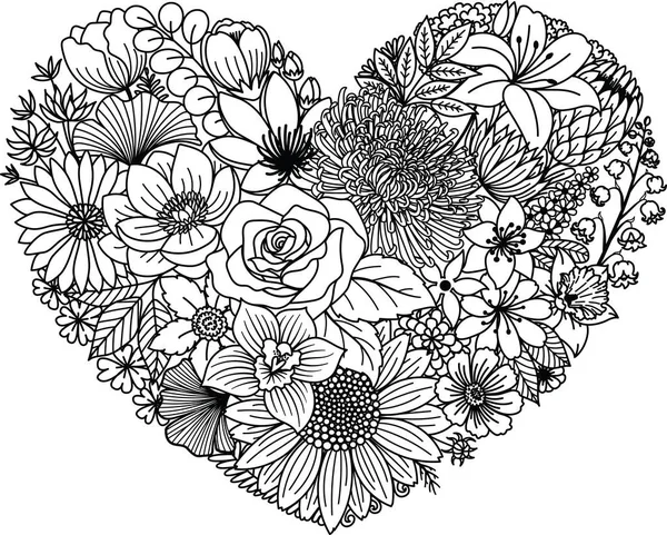 Various Flowers Heart Shape Paper Cut Laser Cut Card Making — Image vectorielle