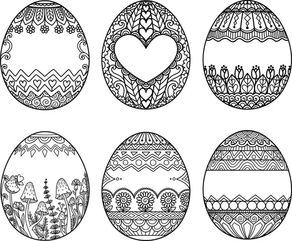 Conjunto Diseños Huevos Pascua Con Espacio Para Copiar Nombre Nota — Vector de stock