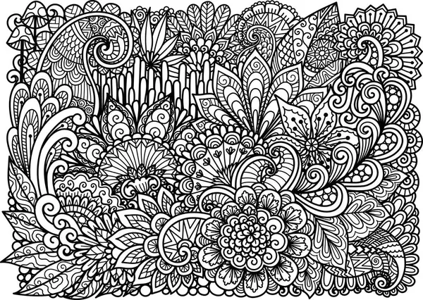 Absztrakt Virágfüzet Háttér Felnőtt Kifestőkönyv Oldal Vektorillusztráció — Stock Vector