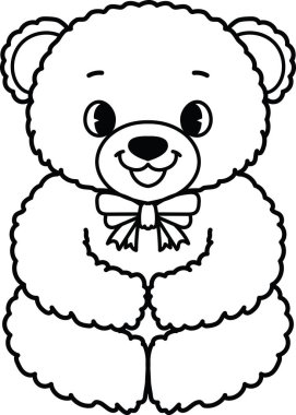 Kalın çizgi, çocuklar için renk sayfası için yenilebilir inme kalınlığında sevimli bebek ayı çiziyor. Vektör illüstrasyonu.