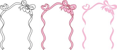 Elle çizilmiş kurdele kare çerçeve, düzenlenebilir inme kalınlığı düğün için, sevgililer günü kartı vesaire. Vektör illüstrasyonu.