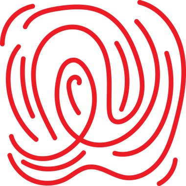 Parmak izi arkaplan modeli. Kırmızı çizgi ya da labirent. Beyaz arkaplanda izole.