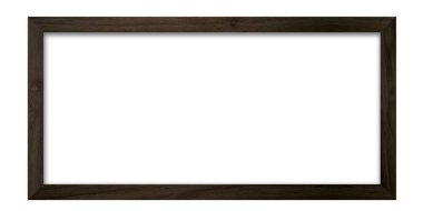 Dikdörtgen resim çerçevesi. Eski ahşap çerçeve, eski tarz, boş alan ve izole edilmiş beyaz arkaplan