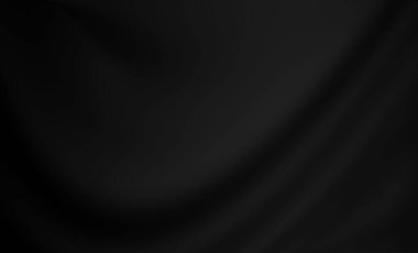 Siyah perde ya da kumaş dalgası. İzole edilmiş ve kopyalanmış arkaplanda lüks soyut arkaplan.