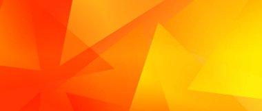 Turuncu ve sarı arkaplanda üstüste binen şeffaf üçgenler. Modern teknoloji arka plan tasarımı ve renkli