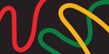 Siyah arkaplanda kırmızı turuncu ve yeşil kavisli çizgiler ve kopyalama alanı