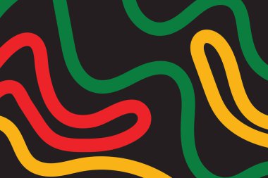 Siyah arkaplanda kırmızı turuncu ve yeşil kavisli çizgiler ve kopyalama alanı