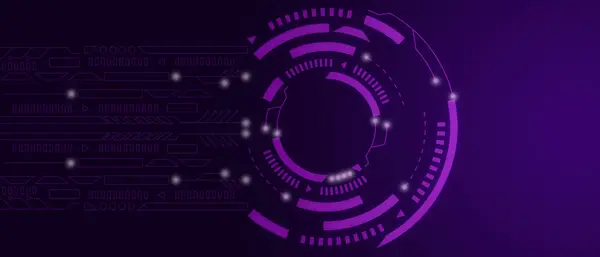 Bilim kurgu arayüzü deseni. Teknoloji - Siyah arkaplanda parlayan daire çerçeve