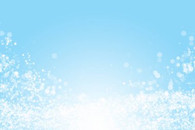 Küçük parçacıkların daire dalgası ve açık mavi arkaplanda gradyan. Güzel modern bokeh ve kopyalama alanı.