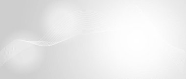 Beyaz kıvrımlı çizgiler ve gri arka planda yarım tonlu daireler. Yumuşak renk ve modern desen.