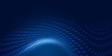 Soyut Teknoloji ve Büyük Veri Dinamik Arkaplan Noktası Şebeke Dalgaları Koyu Mavi Arkaplanda parlıyor