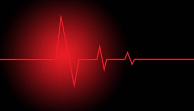 Siyah arka planda kırmızı ve parlayan kalp atışı sembolü. Kalp atışı ekranında tıbbi konsept.