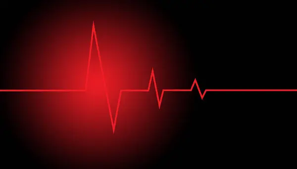 Siyah arka planda kırmızı ve parlayan kalp atışı sembolü. Kalp atışı ekranında tıbbi konsept.