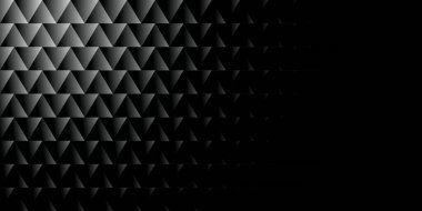 Üçgen desen, her üçgende derinlik ve gölge duygusunu arttırmak için ince gri gradyanlar kullanarak, sağ taraftaki koyu koyu siyah bir alana dönüşür..