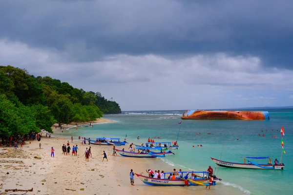 Аннотация Defocused Blurred Background Beautiful View Coast Pangandaran Indonesia Фокус — стоковое фото
