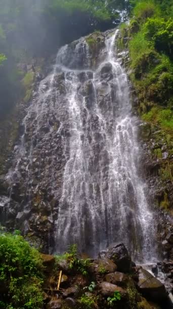 Filmaufnahmen Eines Aufragenden Wasserfalls Der Gegend Von Cicalengka Indonesien — Stockvideo