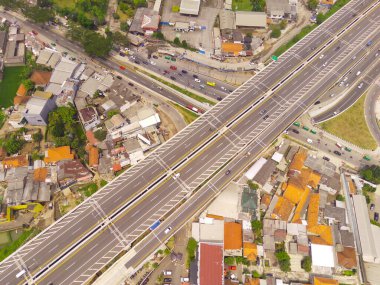 Hava Fotoğrafçılığı. Purbaleunyi Karayolu kavşağı ve paralı yol, Bandung, Batı Java Endonezya, Asya