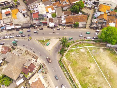 Hava Fotoğrafçılığı. Cileunyi Karayolu Kavşağı 'nın Havadan Görünümü ve Üç Yönlü Kavşak, Bandung, Batı Java Endonezyası, Asya