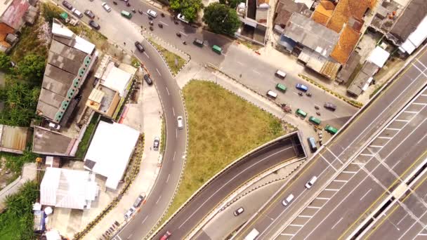 Aerial Drone Footage Steady Shot Overpass Road Purbaleunyi Toll Gate — Stock Video