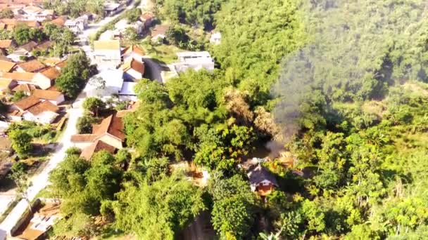 Vista Aérea Del Humo Que Sube Medio Los Árboles Bandung — Vídeos de Stock