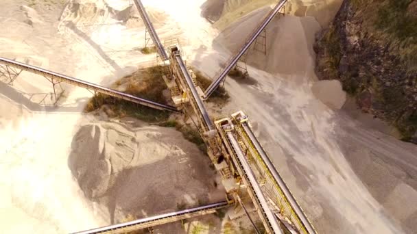 Industrial Extraction Manufacturing Footage Aerial Video Gravel Pit Conveyor Belts — Stock Video
