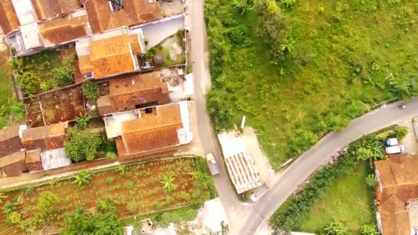 Captura Seguimiento Escena Del Paisaje Con Casas Árboles Coloridos Coches — Vídeos de Stock