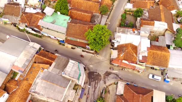 Drone Aéreo Tiro Rua Cruzamento Localizado Bandung Indonésia Transporte Filmagem — Vídeo de Stock