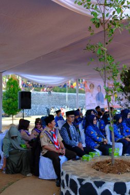 Bandung, Batı Cava, Endonezya - 17 Ağustos 2023: Hükümet yetkililerinin katıldığı 78. bağımsızlık gününde Endonezya Anma Töreni Fotoğrafı. Yüksek Kaliteli Fotoğraflar