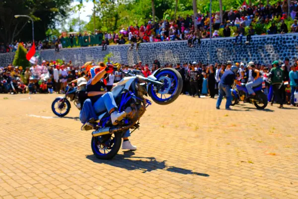 Bandung Java Occidental Indonésie Août 2023 Des Attractions Moto Commémorant — Photo