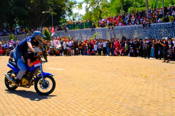 Bandung Java Occidental Indonésie Août 2023 Des Attractions Moto Commémorant — Photo