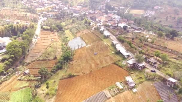 Flygfoto Landskap Video Plantage Fält Och Bostadsområden Bandung City Indonesien — Stockvideo