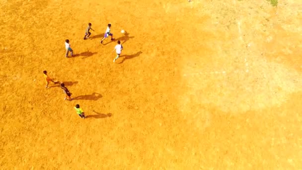 Filmación Deportiva Paisajes Aéreos Drone Video Niños Corriendo Alrededor Persiguiendo — Vídeo de stock
