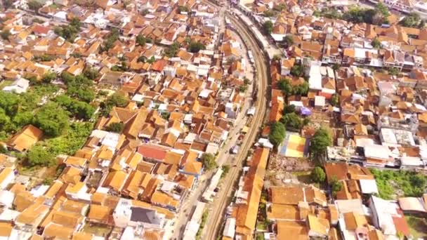 Drohnenaufnahmen Luftaufnahme Einer Eisenbahnlinie Der Provinz Westjava Indonesien Eine Lange — Stockvideo