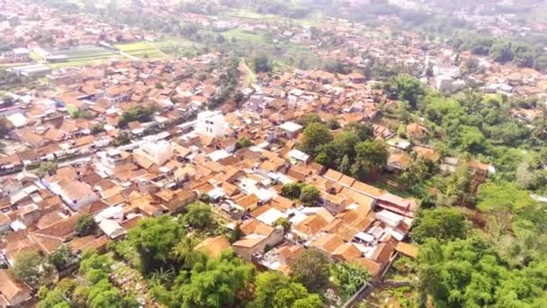 Filmación Drones Vista Aérea Larga Vía Del Tren Provincia Java — Vídeos de Stock