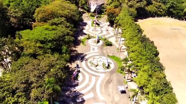 Aerial Shot Belo Parque Cidade Com Belos Padrões Chão Árvores — Vídeo de Stock