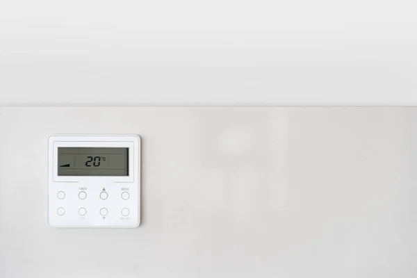 Closeup Digital Climate Control Thermostat Buttons Adjust Temperature Mode Home — Stock Photo, Image
