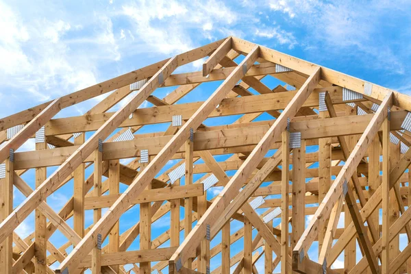 Bygga Struktur Byggbranschens Koncept Element Gavlar Tak Nya Oavslutade Hus — Stockfoto