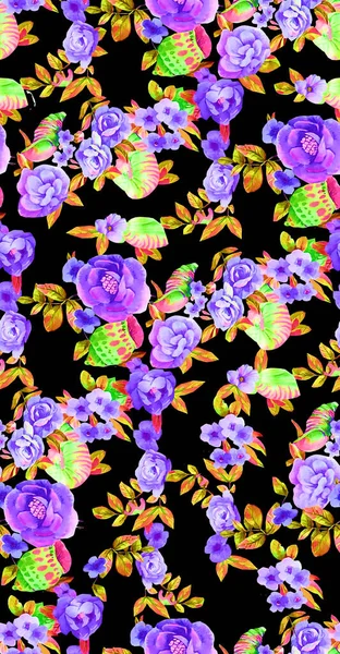 Λουλούδια Ακουαρέλα Εικόνα Χειροκίνητη Σύνθεση Σχεδιασμός Για Κάλυμμα Ύφασμα Ύφασμα — Φωτογραφία Αρχείου