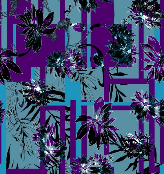Λουλούδια Ακουαρέλα Εικονογράφηση Χειροκίνητη Σύνθεση Απρόσκοπτη Μοτίβοσχεδιασμός Για Κάλυμμα Ύφασμα — Φωτογραφία Αρχείου