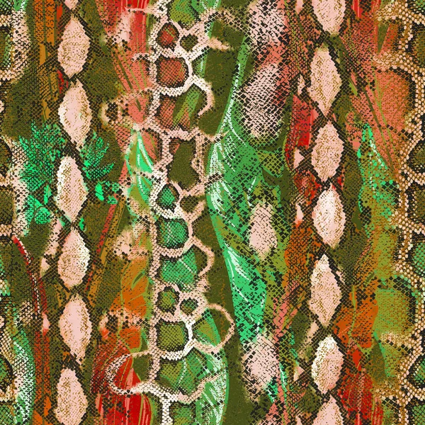 Leopardo Dibujado Mano Abstracto Cebra Patrón Sin Costura Serpiente Con — Foto de Stock