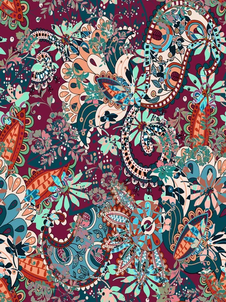 Paisley Seamless Pattern Fabric Design — Stockfoto