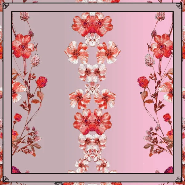 Sjaal Sjaal Patroon Graphic Designmooie Geometrische Vierkante Sjaal Patroon — Stockfoto