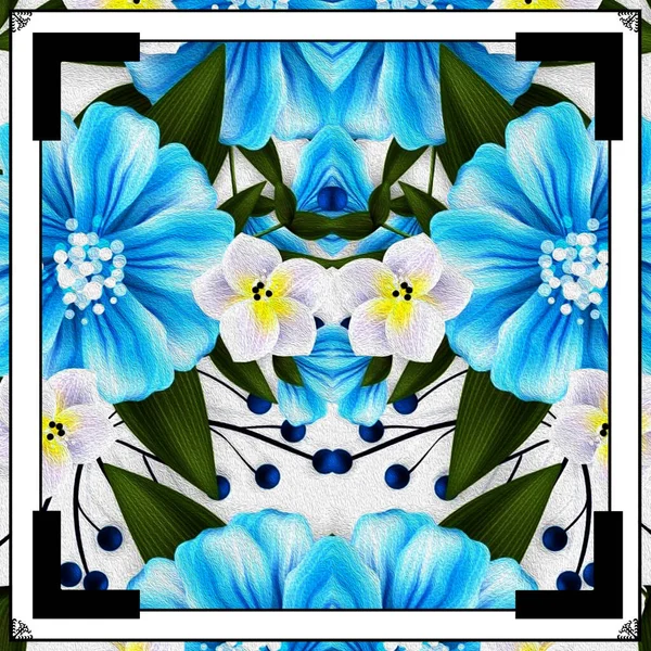 Bunte Florale Schalmuster Mit Geometrischen Motiven Auf Hellem Hintergrund Schaltuchmuster — Stockfoto