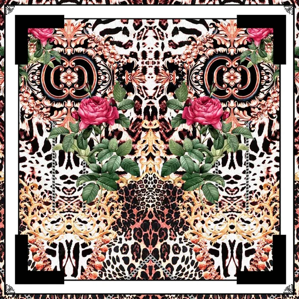 Πολύχρωμο Floral Φουλάρι Σχέδιο Μοτίβο Γεωμετρικά Μοτίβα Ελαφρύ Φόντο Shawl — Φωτογραφία Αρχείου