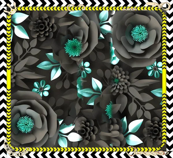 Sjaal Ontwerp Met Abstracte Bloem Patroon Beautiful Geometrische Vierkante Sjaal — Stockfoto